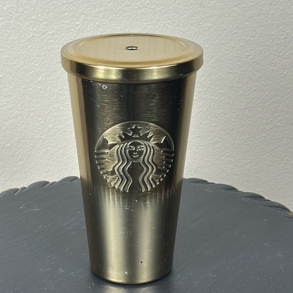 Starbucks Other - Starbucks 2014 gold Stainless Metallic Cold Cup 16oz Tumbler Lid NO Straw